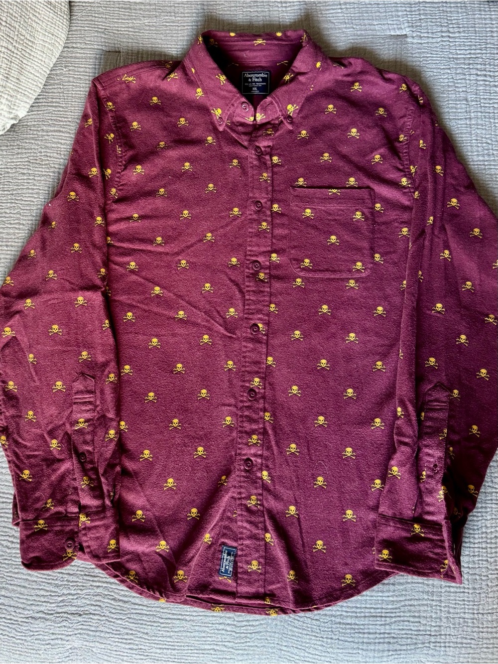 Abercrombie & Fitch Purple Knit Top with Yellow Skull Motif - Picture 2 of 5